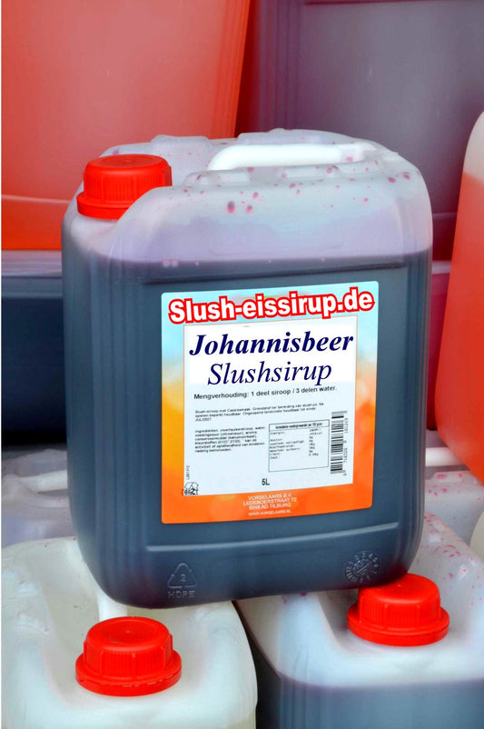 Slush-Sirup Johannisbeergeschmack – Tank mit 5 Liter – Vorselaars – www.slush-eissirup.de – Das köstliche Eisgetränk für jedermann!