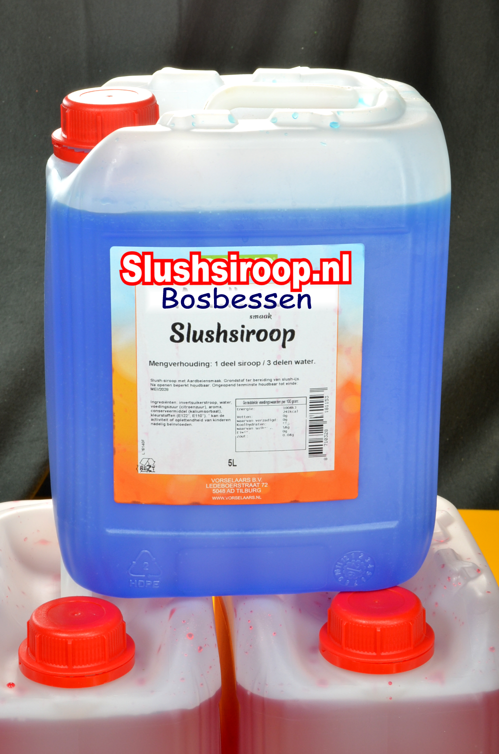 Slush Sirup HEIDELBEERE Geschmack - Tank mit 5 ltr - Vorselaars - www.slush-eissirup.de - Ein eiskalter Genuss für Jung und Alt.