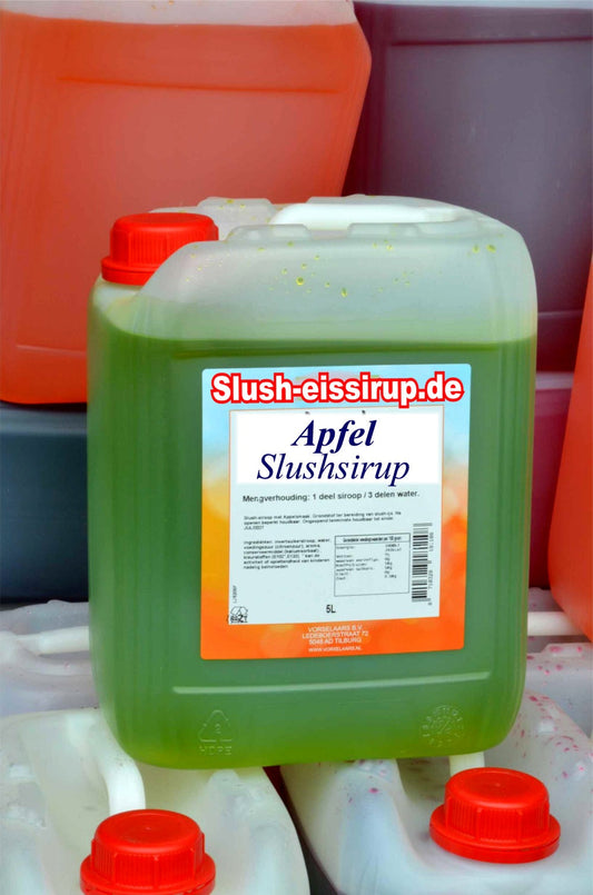 Slush-Sirup APFEL - Tank mit 5 Liter - Vorselaars - www.slush-eissirup.de - Der eiskalte Genuss für Jedermann.
