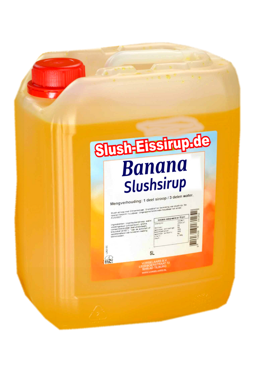 Slush-Sirup BANANE Geschmack - 5 Liter Kanister - Vorselaars - www.slush-eissirup.de  Eine Köstlichkeit für Jung und Alt.