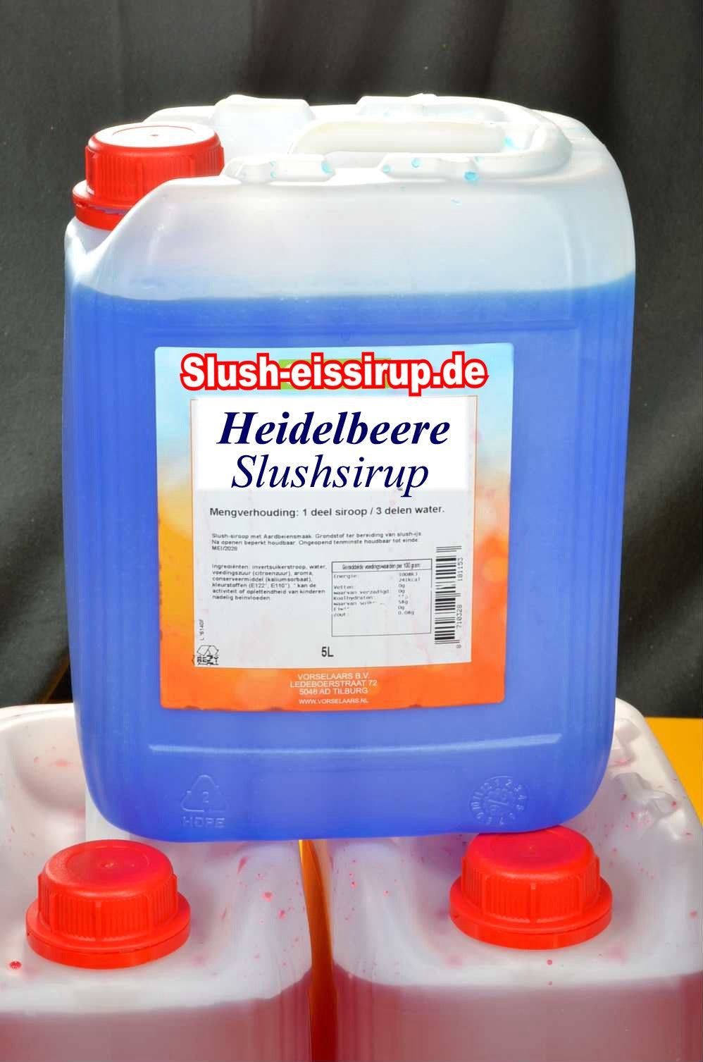Slush Sirup HEIDELBEERE Geschmack - Tank mit 5 ltr - Vorselaars - www.slush-eissirup.de - Ein eiskalter Genuss für Jung und Alt.