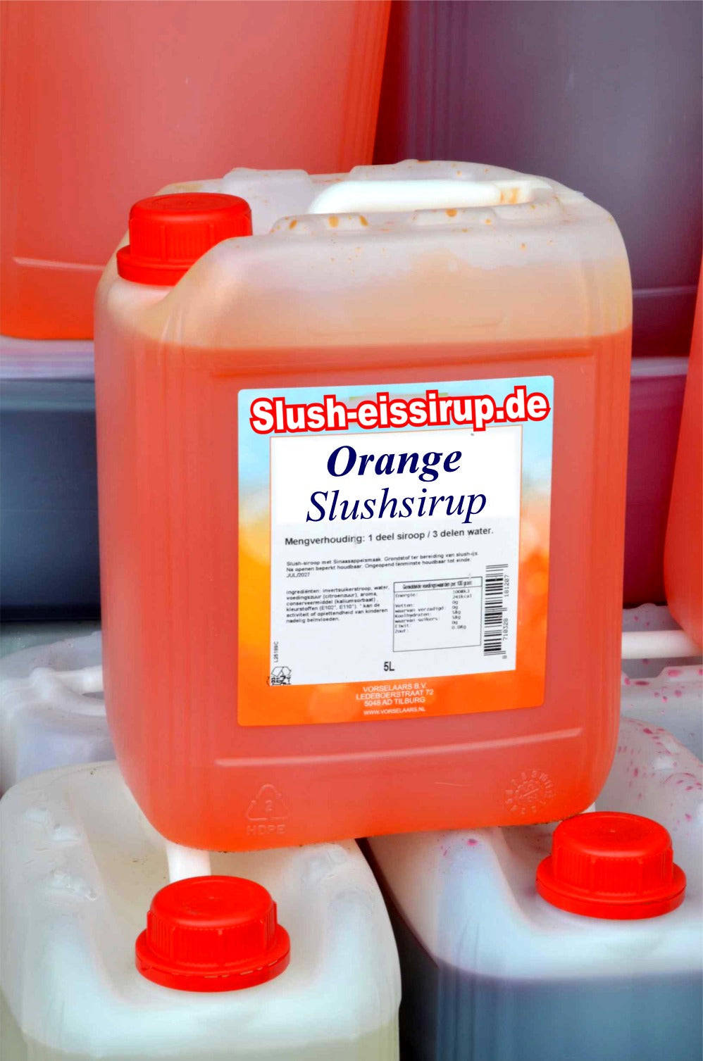 Slush-Sirup ORANGE-Geschmack - 5-Liter-Tank - Vorselaars - www.slush-eissirup.de