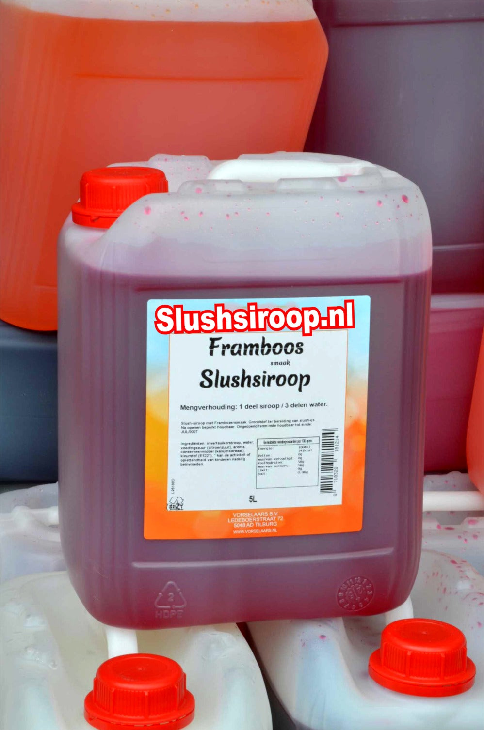 Tankje Frambozen slush siroop - slushsiroop.nl 5 liter