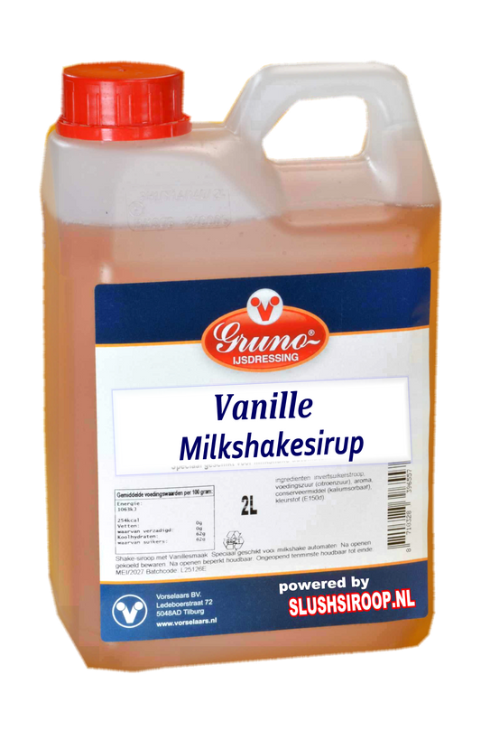 GRUNO - MilaNNE Milchshake-Sirup VANILLE Geschmack, Tank A, 2 Liter www.slush-eissirup.de