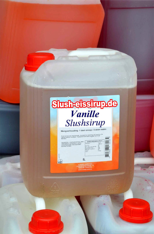 Slush-Sirup mit VANILLE-Geschmack – 5-Liter-Tank – Vorselaars – www.slush-eissirup.de