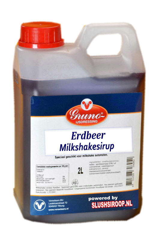 GRUNO - MilaNNE Milchshake-Sirup Erdbeergeschmack, Tank A, 2 Liter - www.slush-eissirup.de