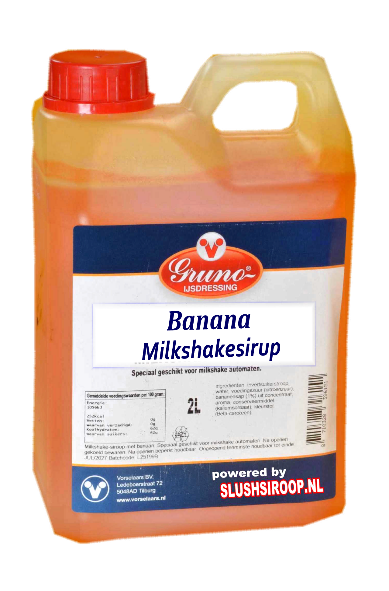 GRUNO - MilaNNE Milchshake-Sirup BANANEN-Geschmack, Tank A, 2 Liter - www.slush-eissirup.de