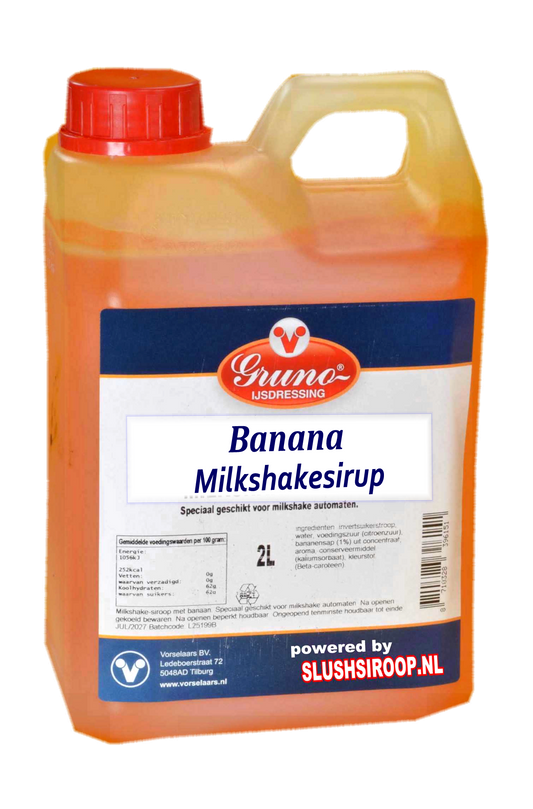 GRUNO - MilaNNE Milchshake-Sirup BANANEN-Geschmack, Tank A, 2 Liter - www.slush-eissirup.de