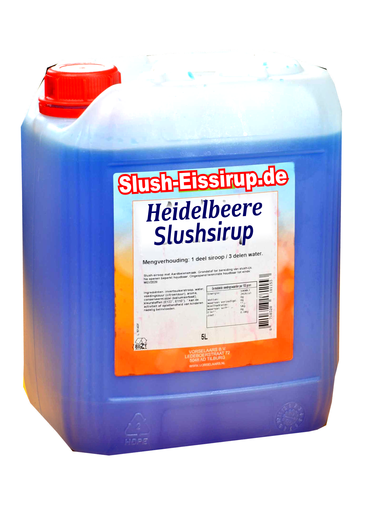 Slush Sirup HEIDELBEERE Geschmack - Tank mit 5 ltr - Vorselaars - www.slush-eissirup.de - Ein eiskalter Genuss für Jung und Alt.