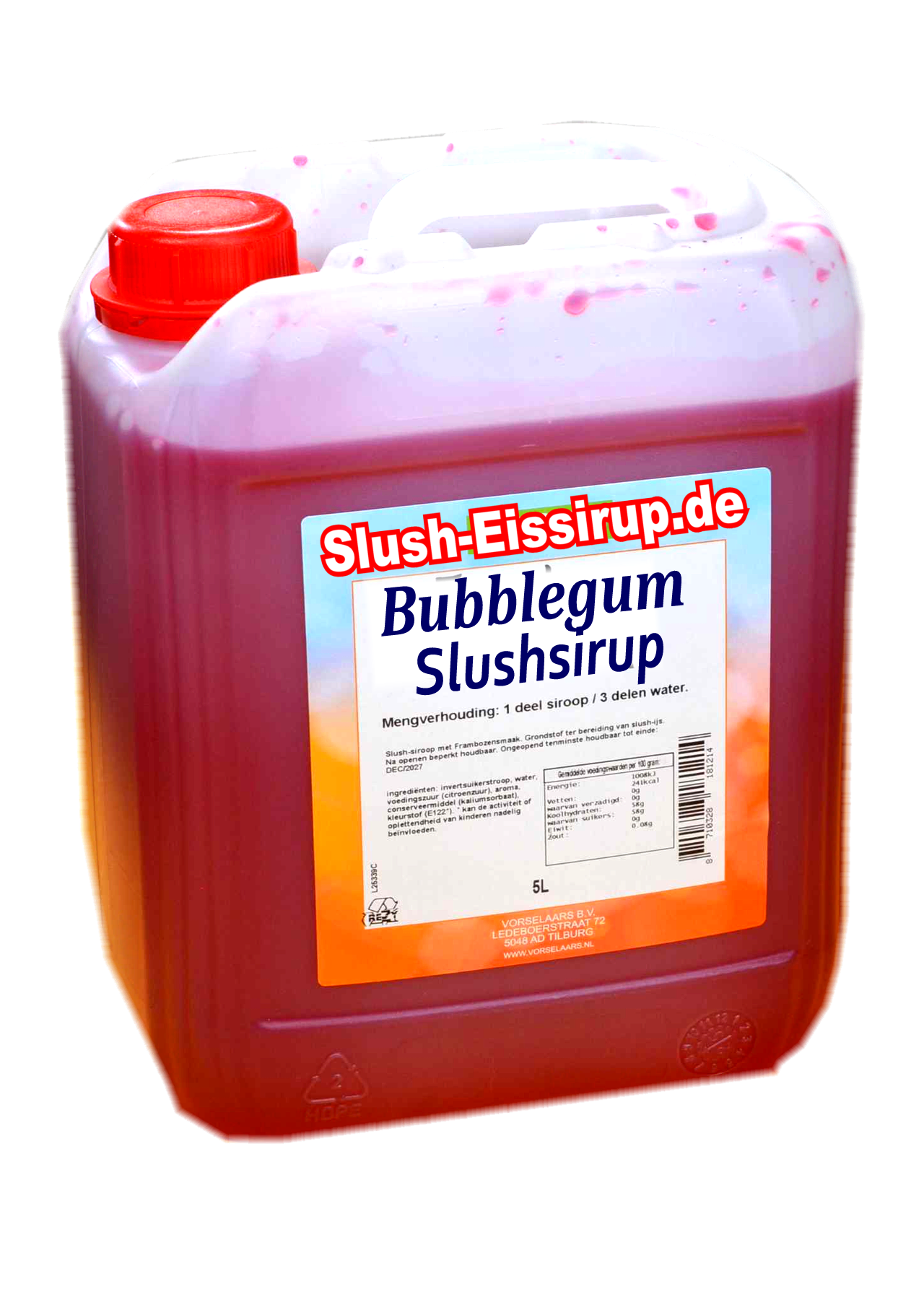 Slush-Sirup BUBBLEGUM - 5-Liter-Tank - Vorselaars - www.slush-eissirup.de- Das eiskalte Eisgetränk