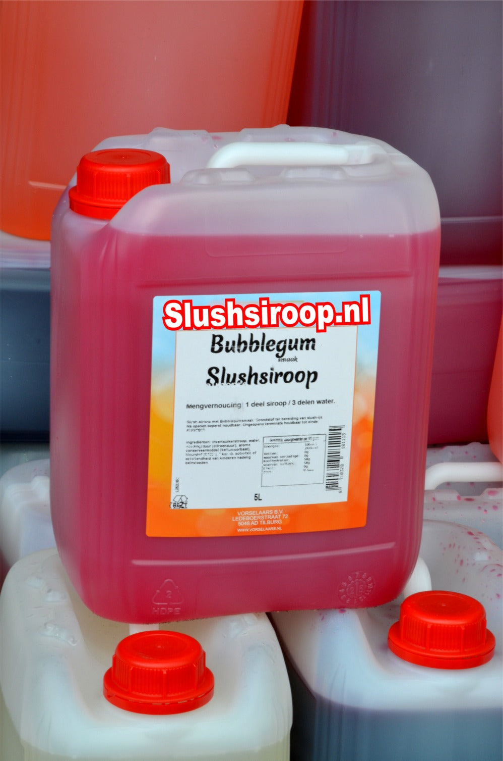 bubblegum slush siroop - slushsiroop.nl in tank - tankje 5 liter