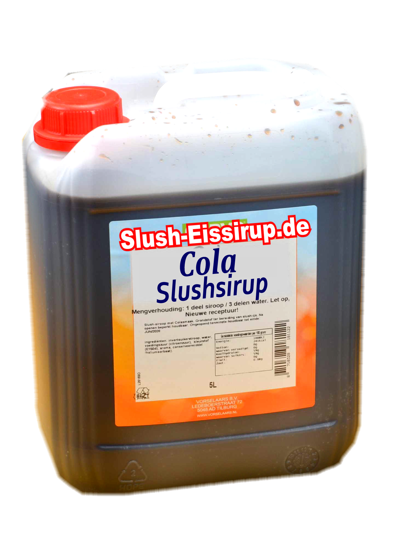 Slush-Sirup COLA Geschmack - Kanister 5 Liter - Vorselaars - www.slush-eissirup.de - Das eiskalte Eisgetränk für jedermann!