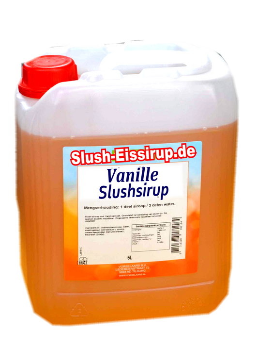 Slush-Sirup mit VANILLE-Geschmack – 5-Liter-Tank – Vorselaars – www.slush-eissirup.de